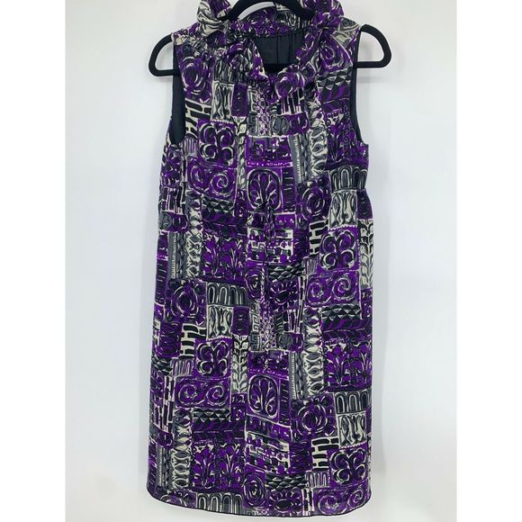 Anna Sui Anthropologie small dress wool ruffled high neck empire waist purple - Picture 1 of 8